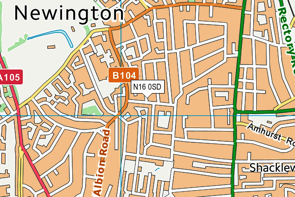 N16 0SD map - OS VectorMap District (Ordnance Survey)