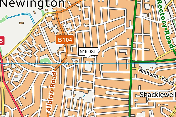 N16 0ST map - OS VectorMap District (Ordnance Survey)