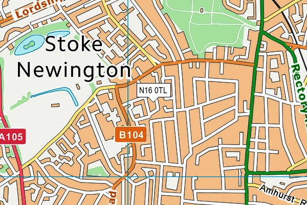 N16 0TL map - OS VectorMap District (Ordnance Survey)