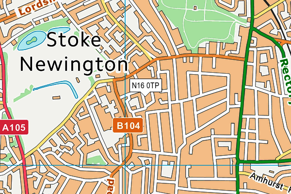 N16 0TP map - OS VectorMap District (Ordnance Survey)
