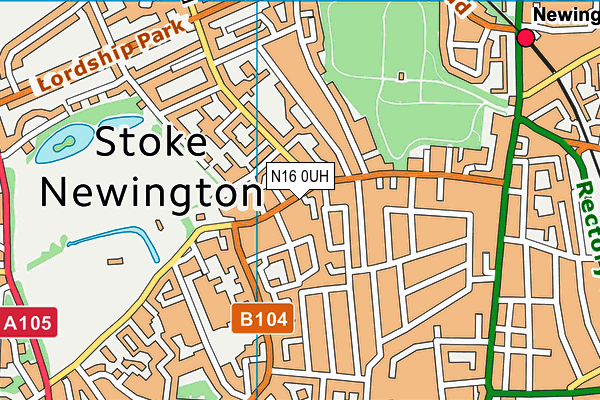 N16 0UH map - OS VectorMap District (Ordnance Survey)