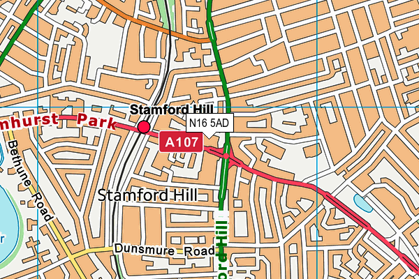 N16 5AD map - OS VectorMap District (Ordnance Survey)