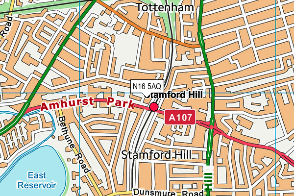 N16 5AQ map - OS VectorMap District (Ordnance Survey)