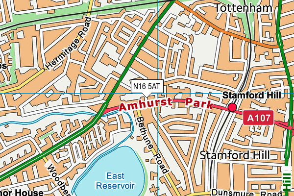 N16 5AT map - OS VectorMap District (Ordnance Survey)