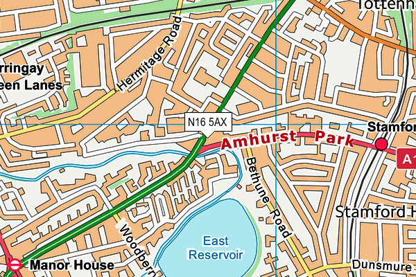 N16 5AX map - OS VectorMap District (Ordnance Survey)