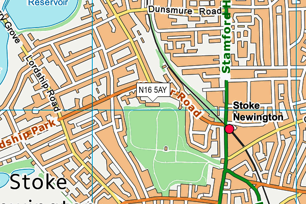 N16 5AY map - OS VectorMap District (Ordnance Survey)