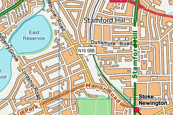 N16 5BB map - OS VectorMap District (Ordnance Survey)