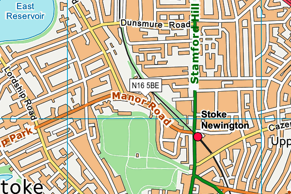 N16 5BE map - OS VectorMap District (Ordnance Survey)