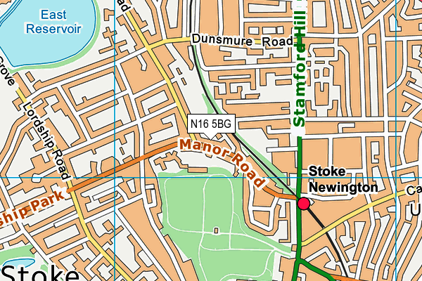 N16 5BG map - OS VectorMap District (Ordnance Survey)