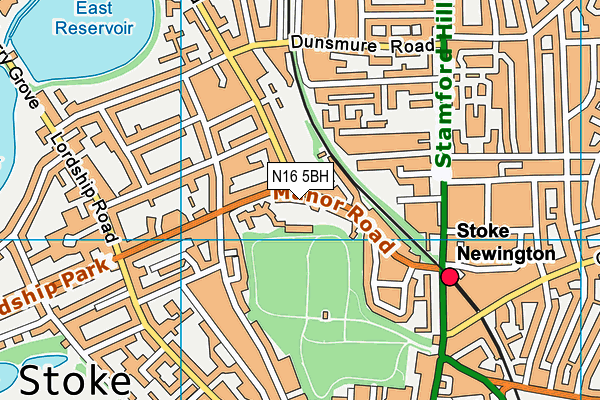 N16 5BH map - OS VectorMap District (Ordnance Survey)