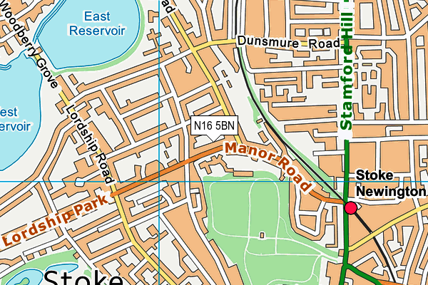 N16 5BN map - OS VectorMap District (Ordnance Survey)