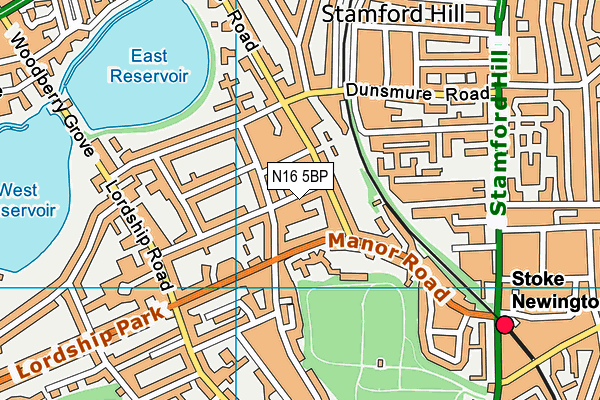 N16 5BP map - OS VectorMap District (Ordnance Survey)