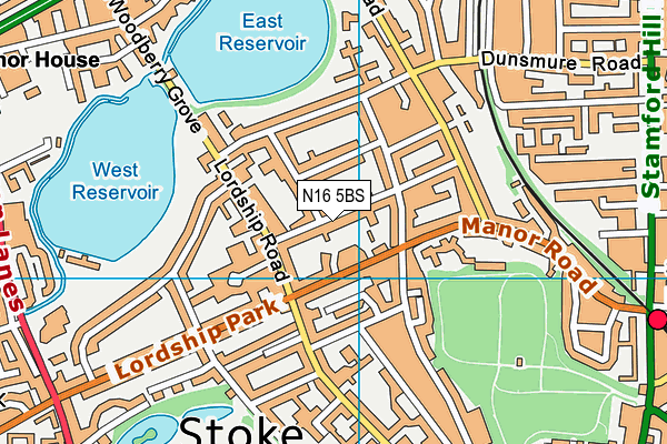 N16 5BS map - OS VectorMap District (Ordnance Survey)