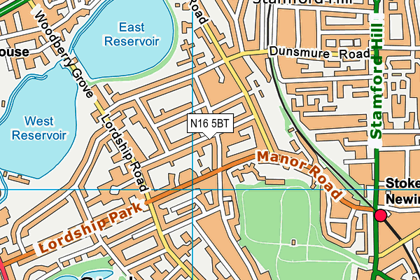 N16 5BT map - OS VectorMap District (Ordnance Survey)