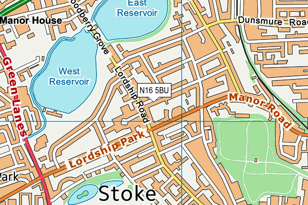 N16 5BU map - OS VectorMap District (Ordnance Survey)