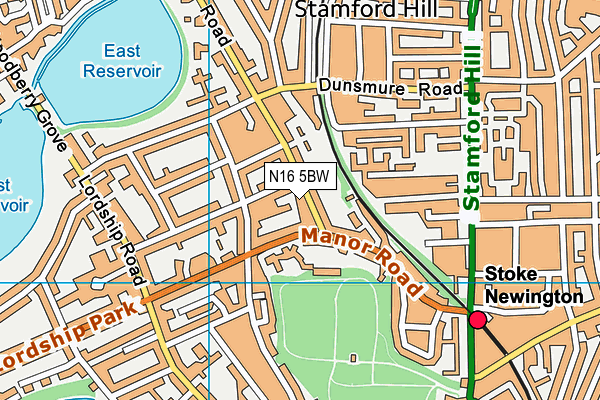 N16 5BW map - OS VectorMap District (Ordnance Survey)