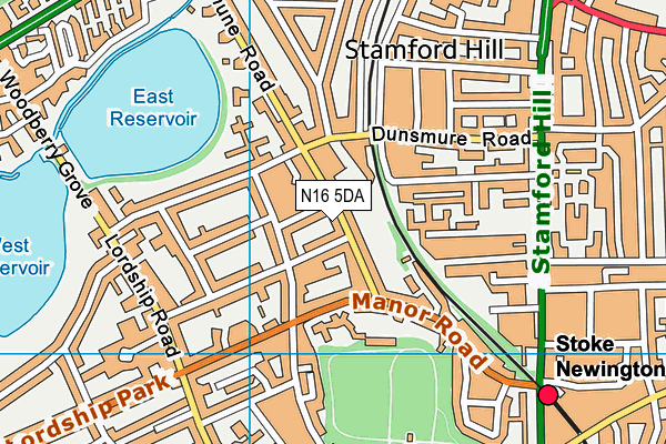 N16 5DA map - OS VectorMap District (Ordnance Survey)