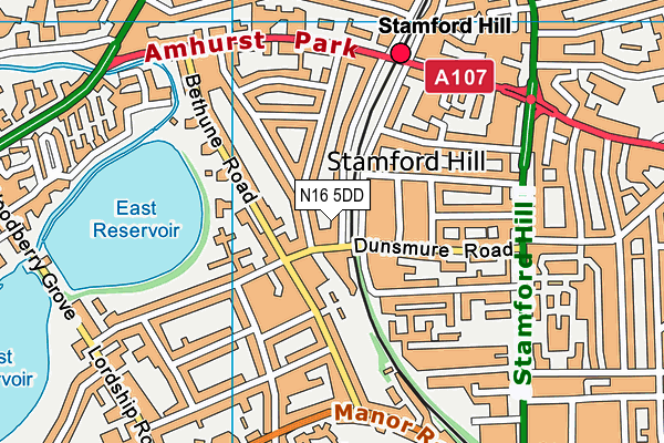 N16 5DD map - OS VectorMap District (Ordnance Survey)