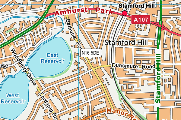 N16 5DE map - OS VectorMap District (Ordnance Survey)