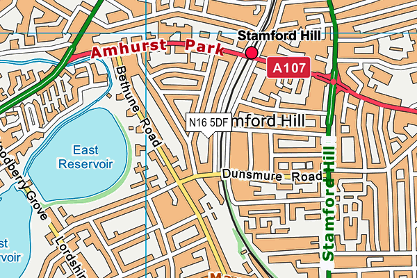 N16 5DF map - OS VectorMap District (Ordnance Survey)