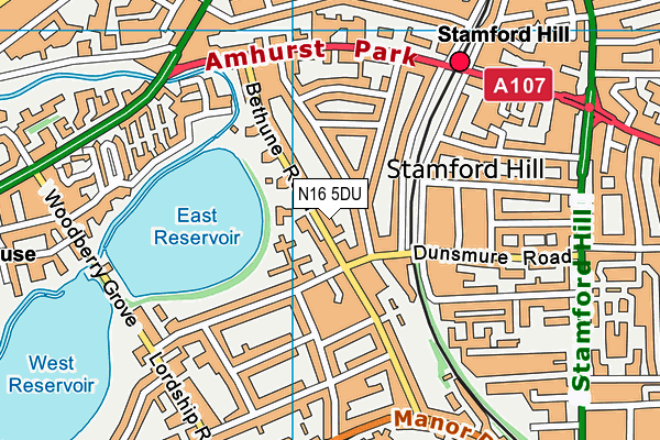 N16 5DU map - OS VectorMap District (Ordnance Survey)