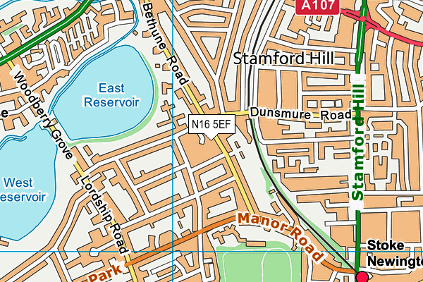 N16 5EF map - OS VectorMap District (Ordnance Survey)