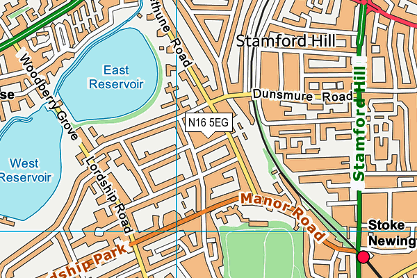 N16 5EG map - OS VectorMap District (Ordnance Survey)