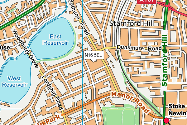 N16 5EL map - OS VectorMap District (Ordnance Survey)