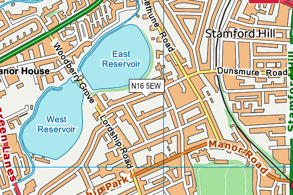N16 5EW map - OS VectorMap District (Ordnance Survey)