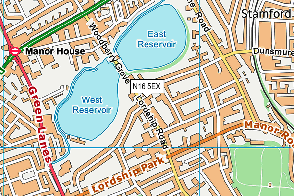 N16 5EX map - OS VectorMap District (Ordnance Survey)