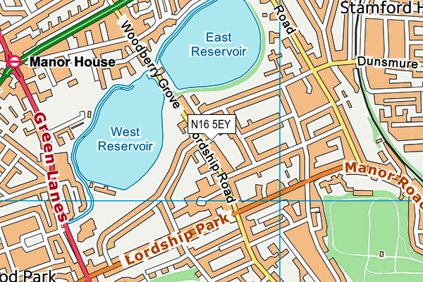 N16 5EY map - OS VectorMap District (Ordnance Survey)