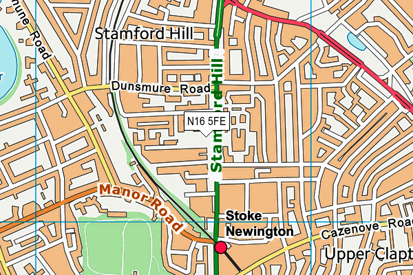 N16 5FE map - OS VectorMap District (Ordnance Survey)