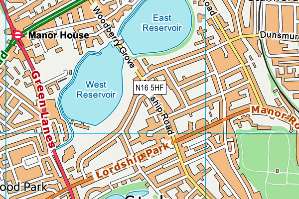 N16 5HF map - OS VectorMap District (Ordnance Survey)