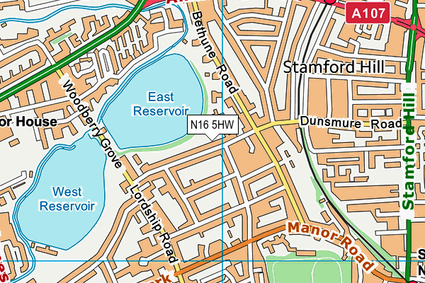 N16 5HW map - OS VectorMap District (Ordnance Survey)