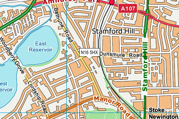 N16 5HX map - OS VectorMap District (Ordnance Survey)