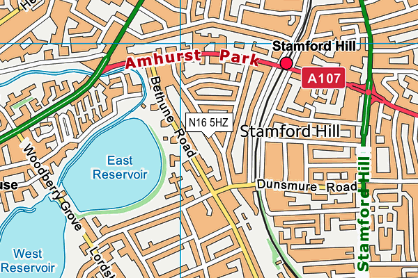 N16 5HZ map - OS VectorMap District (Ordnance Survey)