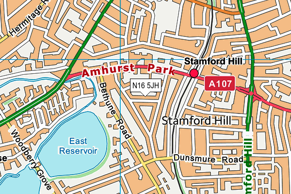 N16 5JH map - OS VectorMap District (Ordnance Survey)