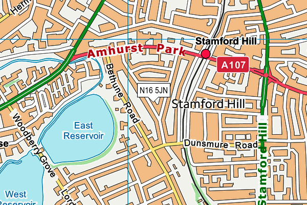 N16 5JN map - OS VectorMap District (Ordnance Survey)