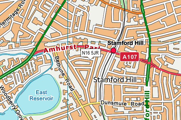 N16 5JR map - OS VectorMap District (Ordnance Survey)