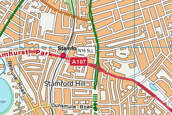 N16 5LL map - OS VectorMap District (Ordnance Survey)