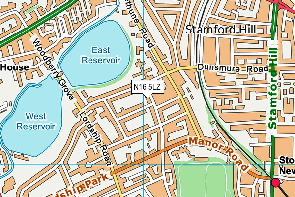 N16 5LZ map - OS VectorMap District (Ordnance Survey)