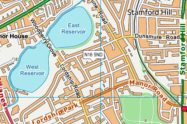 N16 5ND map - OS VectorMap District (Ordnance Survey)