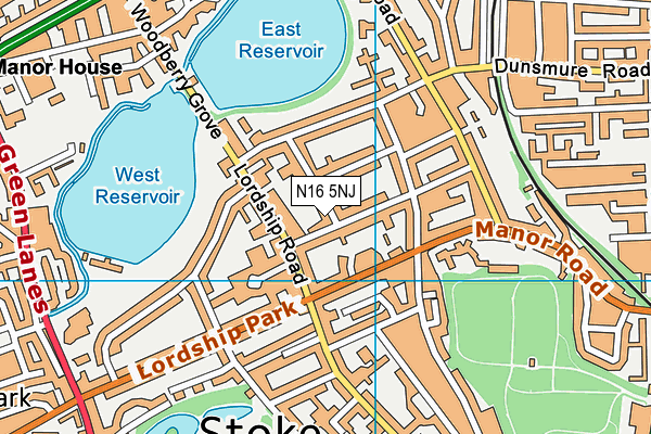 N16 5NJ map - OS VectorMap District (Ordnance Survey)