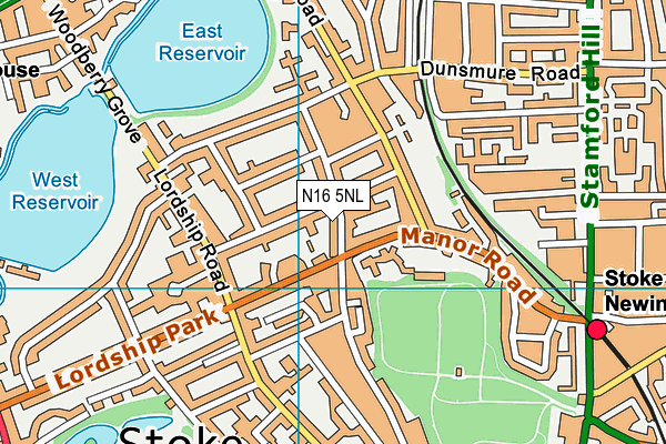 N16 5NL map - OS VectorMap District (Ordnance Survey)