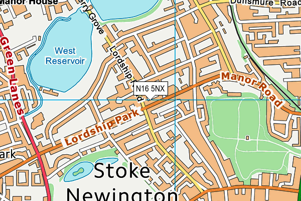 N16 5NX map - OS VectorMap District (Ordnance Survey)
