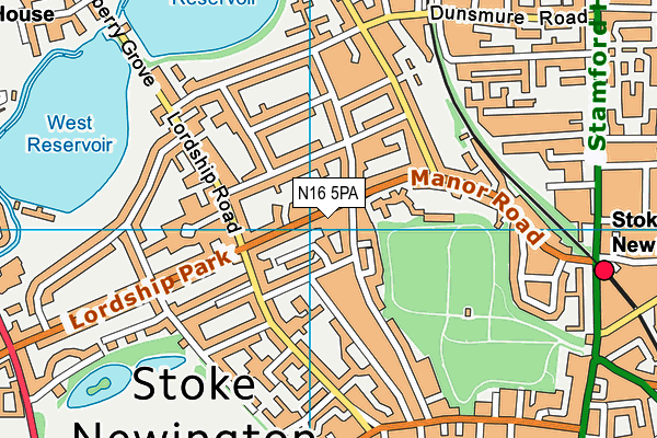 N16 5PA map - OS VectorMap District (Ordnance Survey)