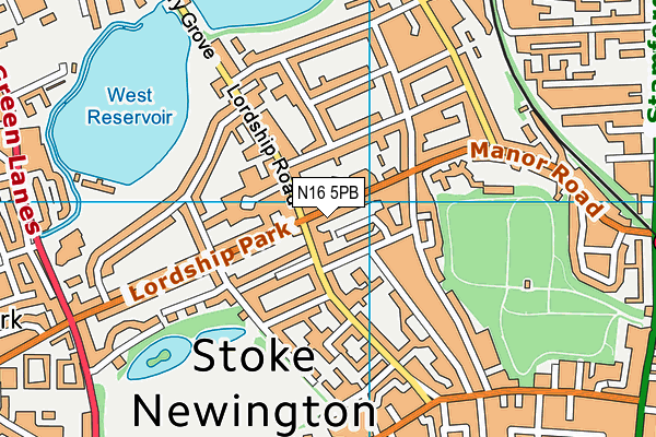 N16 5PB map - OS VectorMap District (Ordnance Survey)