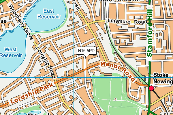 N16 5PD map - OS VectorMap District (Ordnance Survey)