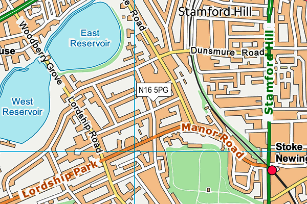 N16 5PG map - OS VectorMap District (Ordnance Survey)