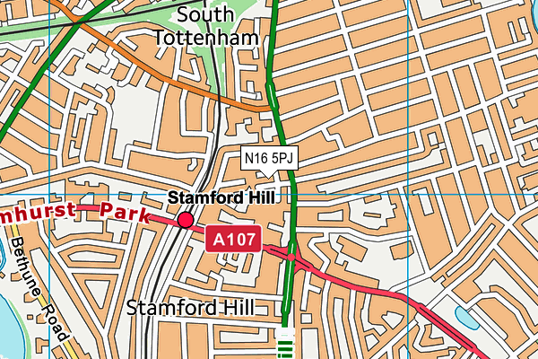 N16 5PJ map - OS VectorMap District (Ordnance Survey)